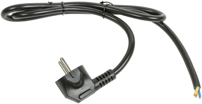 Кабель питания Filum FL-PC-SH90-C2-1.8-BK ПВС-ВП 3x1.5 CEE 7/7(Schuko) угловая - свободный конец, 220/250В, 16А, чёрный, 1,8м
