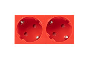 Розетка Filum FL-PWS-2P-RD 2х2К+З нем.стд., 45х90 мм (mosaic), 4 модуля, красная