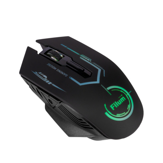 Мышь Wireless Filum FL-GMW15-BK-L оптическая USB/BT, 6 кл., DPI: 800/1200/1600, аккумулятор 600 mAh, черная, Windows XP/Vista/7/8/10, MacOS