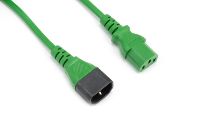 Кабель питания Filum FL-PC-C13/C14-C1-1.0-GR ПВС-АП 3x1.0 С13 - C14, 220/250В, 10А, зеленый, 1м