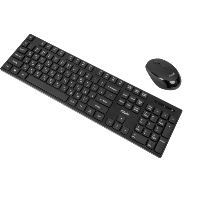 Клавиатура и мышь Wireless Filum FL-KTW10-BK мышь оптическая USB, 4 кл., DPI: 800/1200/1600, 104 кл., тип клавиатуры: мембранная, низкопрофильная, пит