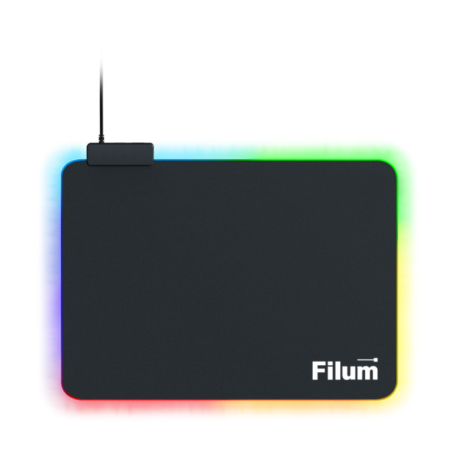 Коврик игровой для мыши Filum FL-MPL-M-GAME, черный, подсветка, оверлок, размер “M”- 350*250*4 мм, ткань+резина. Коврик игровой для мыши Filum FL-MPL-M-GAME, черный, подсветка, оверлок, размер “M”- 350*250*4 мм, ткань+резина.