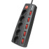 Сетевой фильтр Filum FL-SPL5-3.0M-BL 2500 Вт., 5 розеток, защитные шторки, инд. выключатели, шнур 3.0 м., черный