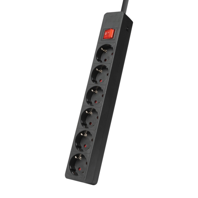 Сетевой фильтр Filum FL-SP6-1.8M-16 4000 Вт., 6 розеток, защитные шторки, шнур 1.8 м., черный