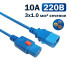 Кабель питания Filum FL-PC-C13F/C14F-C1-1.0-BL 3x1.0 С13 - C14 с фиксацией, 220/250В, 10А, синий, 1м