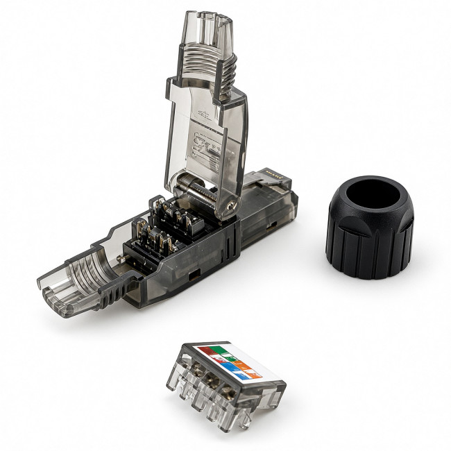 Коннектор Filum FL-PG-U6A-TS Cat 6A, UTP, RJ45(8p8c), toolless, универсальный, для одножильного и многожильного кабеля