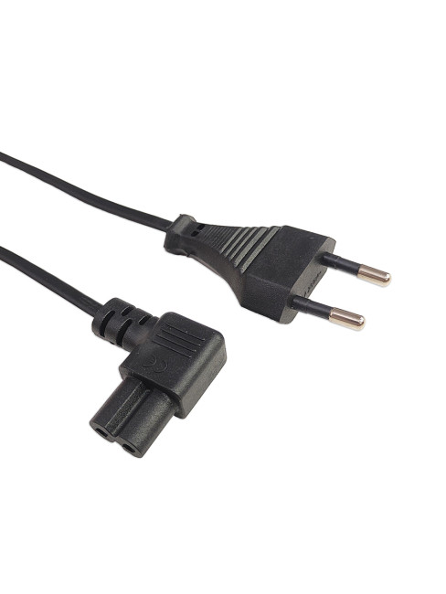 Кабель питания Filum FL-PC2.5-EU-C7A-3M CEE 7/16 - С7 угловая, 2х0.5, 220В, 2.5A, чёрный, 3м