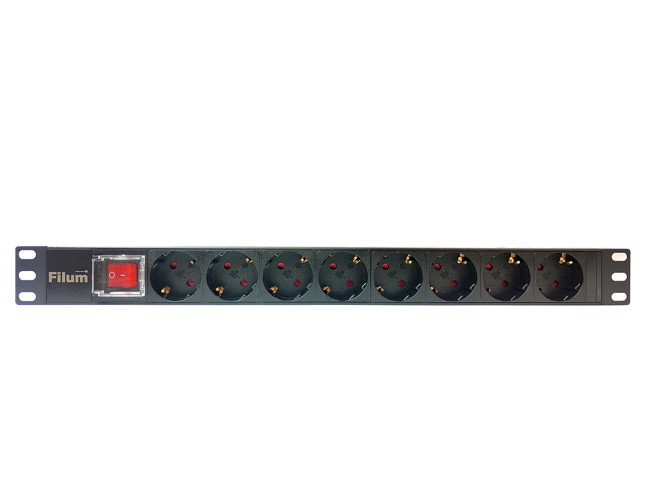 Блок розеток 19", 8 розеток Filum FL-PDU19-8SCH-PS-C14 (УЦЕНЕННЫЙ) CEE 7/3 (Schuko), 10A, с выключателем, без кабеля, разъем C14 Блок розеток 19", 8 розеток Filum FL-PDU19-8SCH-PS-C14 (УЦЕНЕННЫЙ) CEE 7/3 (Schuko), 10A, с выключателем, без кабеля, разъем C14