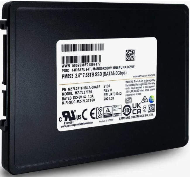Твердотельный накопитель Samsung PM883 Enterprise 7.68TB/2.5/SATA-3