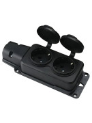 Колодка удлинителя Filum FL-SB-2EU-IP44-BK 2-х местная 2P+PE 16A 250В IP44 с защитной крышкой чёрного цвета