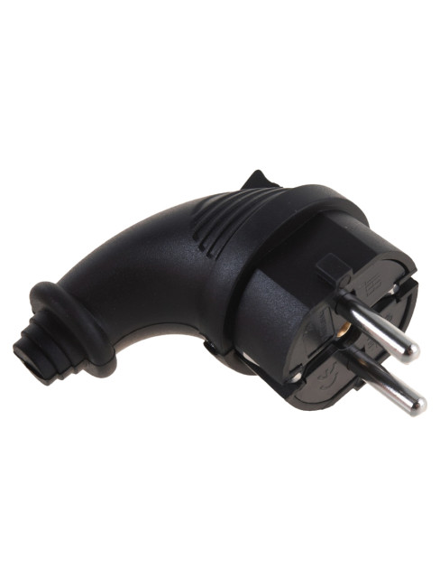 Вилка Filum FL-PLUG-A-EU-IP44-BK 2P+PE 16A 250В IP44 угловая, переносная, чёрная Вилка Filum FL-PLUG-A-EU-IP44-BK 2P+PE 16A 250В IP44 угловая, переносная, чёрная