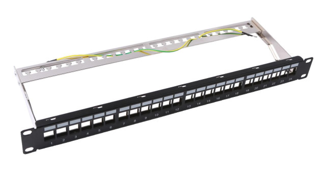 Патч-панель Filum FL-PPB-24SH1 19" наборная, 1U, для 24 экранированных модулей Keystone Jack