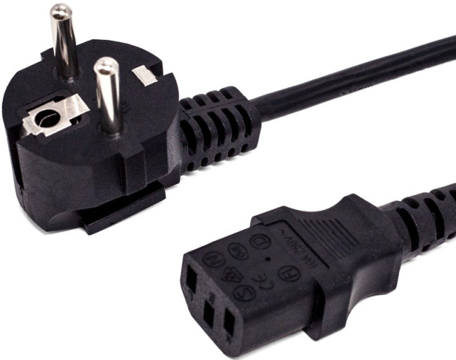 Кабель питания Filum FL-PC10-EU-C13-0.6M CEE 7/7- С13, 3х0.75мм?, 220В, 10A, чёрный, 0.6м
