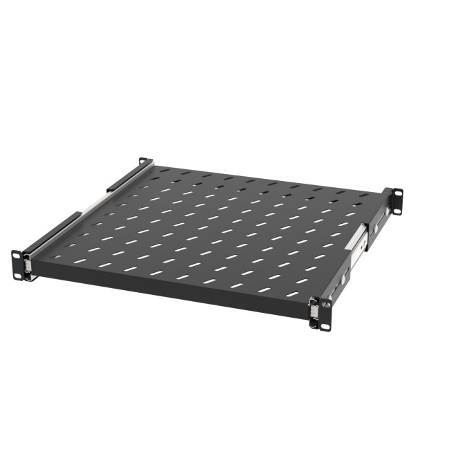Полка выдвижная Filum FL-RSHE-1U-450-BK 19", 1U, перфорированная, глубина 450 мм, нагрузка 30 кг, черная RAL9005M