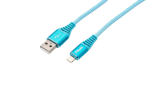 Кабель интерфейсный USB 2.0 Filum FL-CPro-U2-AM-LM-1M-BL1 1 м., синий, 2 А, разъемы: USB A male - Lightning male, пакет.
