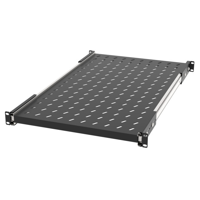 Полка выдвижная Filum FL-RSHE-1U-750-BK 19", 1U, перфорированная, глубина 750 мм, нагрузка 30 кг, черная RAL9005M