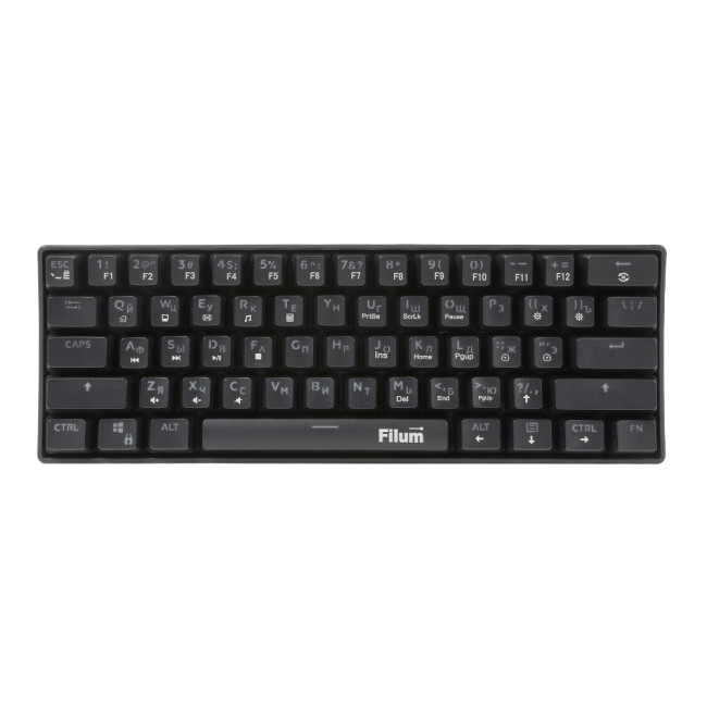 Клавиатура Filum FL-GKBM10 игровая механическая, проводная, 61кл., 60%, Rainbow, Hotswap, дв. пуллер, свичи Outemu, 3 сменных, длина провода: 1,5м