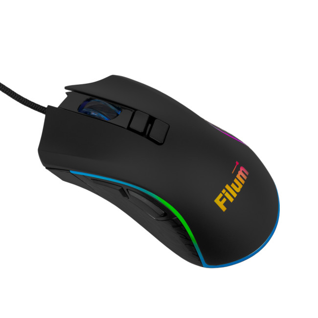 Мышь Filum FL-GM20 игровая проводная, 7кл., USB, RGB, DPI: 800-7200, A725F, макросы, длина кабеля 1,5м Мышь Filum FL-GM20 игровая проводная, 7кл., USB, RGB, DPI: 800-7200, A725F, макросы, длина кабеля 1,5м