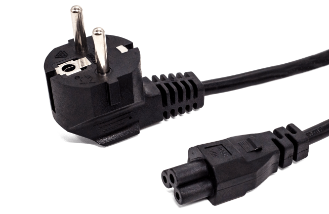 Кабель питания Filum FL-PC10-EU-C5-1M CEE 7/7- С5, 3х0.75мм?, 220В, 2,5A, 550 Вт, чёрный, 1 м.